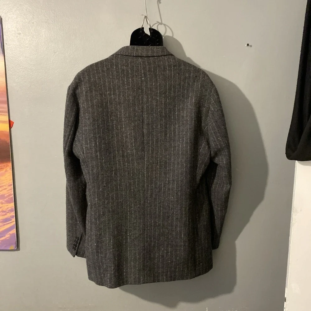 Hugo Boss Harris Tweed Pin Strip Jacket 100% Virgin Wool 42L Mens Vintage‎
